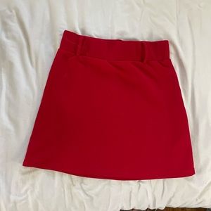 unbranded red mini skirt with belt loops, size xs